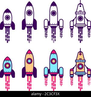 Set di icone della linea Space Rocket Illustrazione Vettoriale