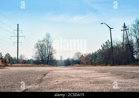 Strada vuota per Chernobyl Ucraina Foto Stock