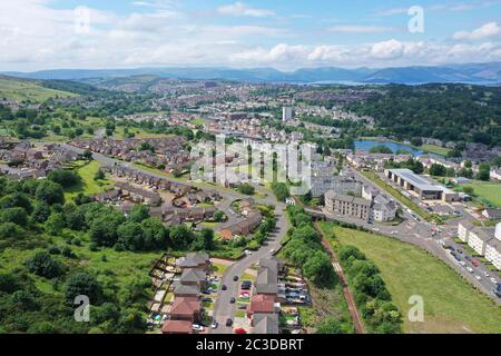 Vista aerea di dorne che guarda ad ovest su Greenock Inverclyde Foto Stock