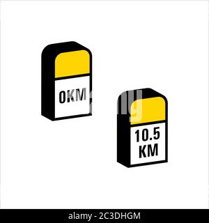 Icona Milestone, illustrazione grafica vettoriale della pietra di dettaglio della distanza laterale stradale Illustrazione Vettoriale