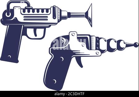 Alieno blaster gun - arma spaziale in stile retrò Illustrazione Vettoriale