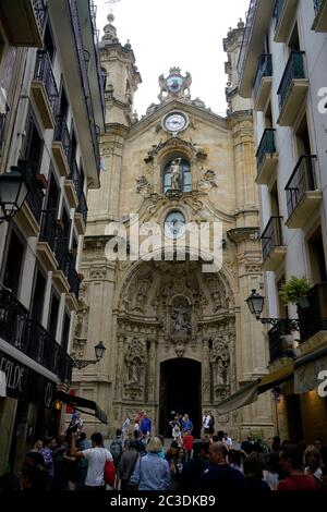 Basilica di Santa Maria del Coro nel centro storico di San Sebastián. Gipuzkoa, Paesi Baschi, Spagna Foto Stock