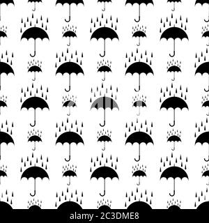 Raindrop che si attiva sull'icona Umbrella Unseamless Pattern Vector Art Illustration Illustrazione Vettoriale