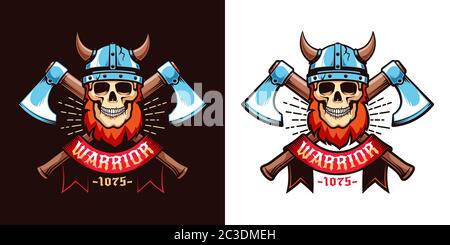 Modello con logo del cranio vichingo Illustrazione Vettoriale