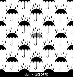 Raindrop che si attiva sull'icona Umbrella Unseamless Pattern Vector Art Illustration Illustrazione Vettoriale