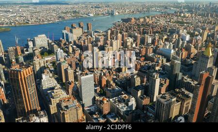 colpo del fiume est e del centro città, manhatten Foto Stock