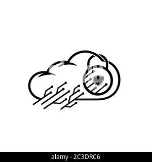 Logo o icona della tecnologia cloud. Vettore e illustrazione. Illustrazione Vettoriale