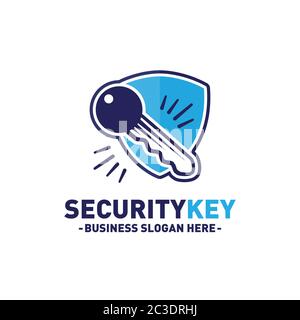 Logo di sicurezza. Vettore chiave Shield e illustrazione. Illustrazione Vettoriale