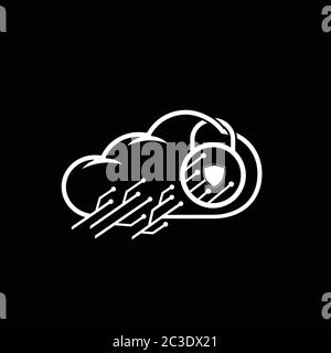 Logo o icona della tecnologia cloud. Vettore e illustrazione. Illustrazione Vettoriale