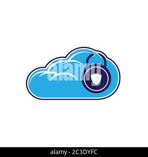Icona del lucchetto cloud. Vettore e illustrazione. Illustrazione Vettoriale