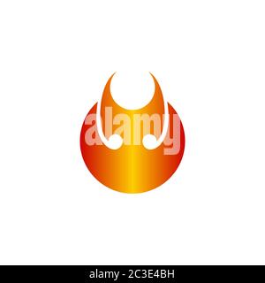 Concetto astratto di design del logo del fuoco, illustrazione vettoriale di un incendio con colore gradiente, isolato su sfondo bianco. Illustrazione Vettoriale