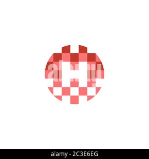 Lettera iniziale H logo, concetto di disegno grafico pixel, isolato su sfondo bianco. Illustrazione Vettoriale