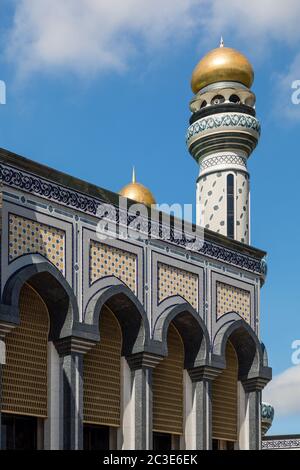 Vista di dettaglio della Moschea Bolkiah di JaME' ASR Hassanil Brunei Darussalam Foto Stock