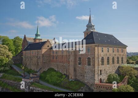 La Fortezza di Akershus o Castello di Akershus di Oslo in Norvegia è un castello medievale costruito per proteggere Foto Stock