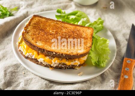Panino di tonno tostato fatto in casa con formaggio Foto Stock