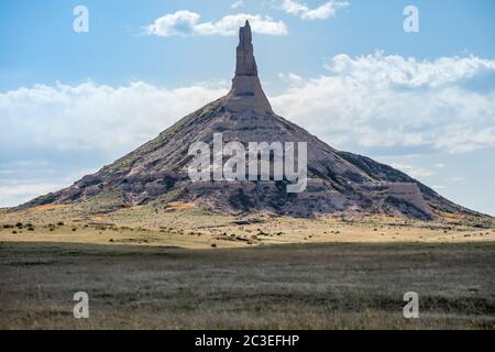 Il Chimney Rock nel Chimney Rock National Historic Site, Nebraska Foto Stock