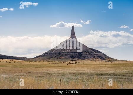 Il Chimney Rock nel Chimney Rock National Historic Site, Nebraska Foto Stock