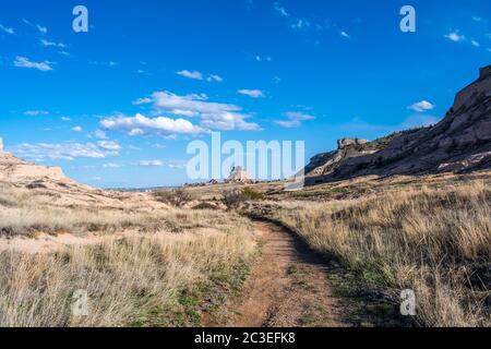 Una splendida vista sul paesaggio roccioso di Scotts Bluff National Monument, Nebraska Foto Stock