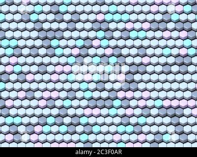 Astratto geometrico quattro colori pastello piastrelle esagonali sfondo 3D Foto Stock