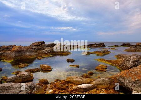 Rauk digerhuvud auf Isola faro Foto Stock