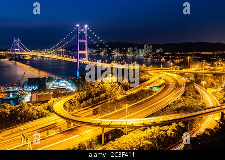 Ponte di Hong Kong Tsing ma Foto Stock