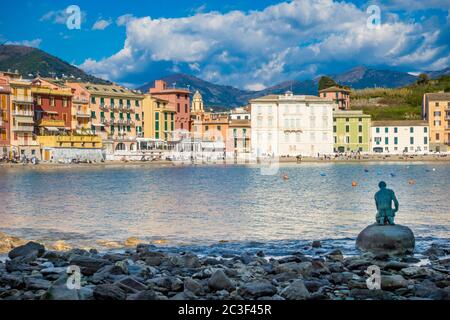 Sestri Levante, IT - Feb 2020: Città dei due Mari con Baia del silenzio e Baia delle Favole Foto Stock