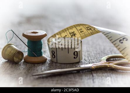 strumenti di cucito Foto Stock