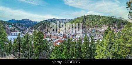 Deadwood - Dakota del Sud - Stati Uniti - 9 Marzo 2017. Panorama della città storica di Deadwood South Dakota Foto Stock