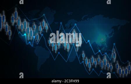 Grafico a candela business del mercato azionario, rendering 3d Foto Stock