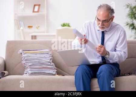 Dipendente di un uomo d'affari anziano che lavora da casa Foto Stock