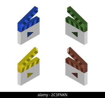 icona clapperboard illustrata in vettore su sfondo bianco Foto Stock