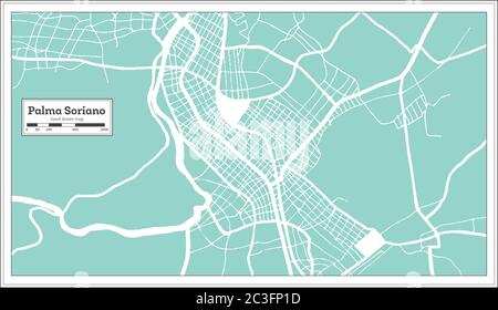 Mappa della città di Palma Soriano Cuba in stile retro. Mappa di contorno. Illustrazione vettoriale. Illustrazione Vettoriale