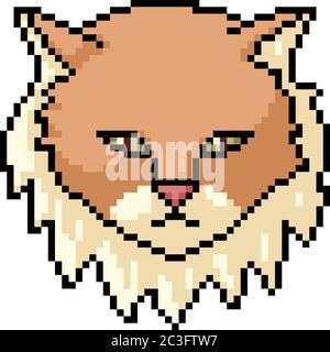 vettore pixel art gatto faccia isolato cartone animato Illustrazione Vettoriale