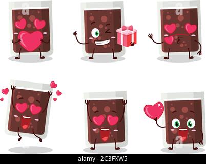 Bicchiere di personaggio di cola cartoon con amore simpatico emoticon Illustrazione Vettoriale