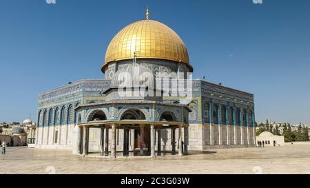 cupola della catena e moschee di roccia a gerusalemme Foto Stock