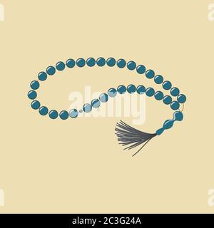 Stringa di perle utilizzate dai musulmani per tenere traccia del conteggio in tasbih Illustrazione Vettoriale