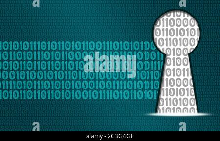 Buco digitale per il concetto di sicurezza informatica, rendering 3d Foto Stock
