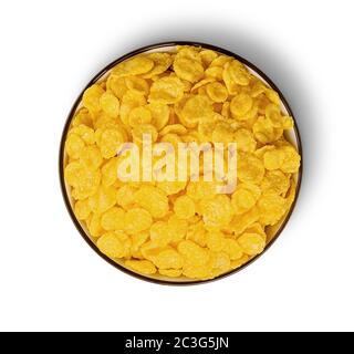 Cornflakes nella vista superiore della ciotola Foto Stock