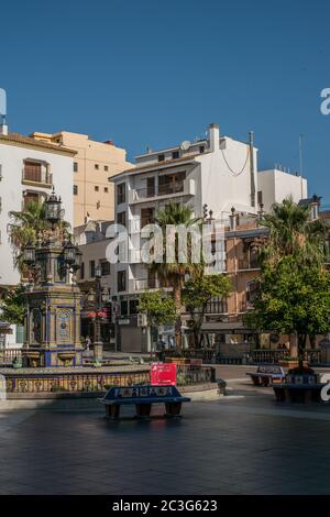 Algeciras, Spagna - 27 giugno 2018. Piazza alta storica (Piazza alta) nel centro storico di Algeciras, Spagna. È uno dei principali centri di attività in Foto Stock