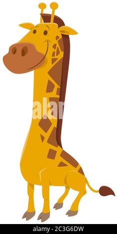 divertente giraffe personaggio animale illustrazione cartoon Foto Stock