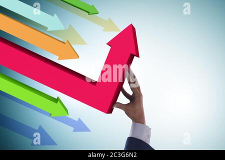 Concetto di ripresa economica con grafici a linee Foto Stock