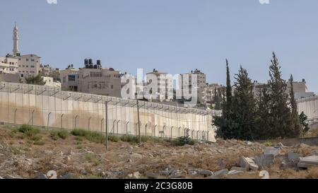 Parte del muro di confine tra Palestina e Israele Foto Stock
