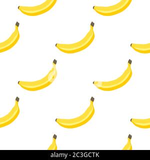 Illustrazione sul tema banana senza giunture colorata grande, motivo di frutta brillante per sigillo. Modello di frutta costituito da una bella banana continua senza cuciture. Semplice Illustrazione Vettoriale