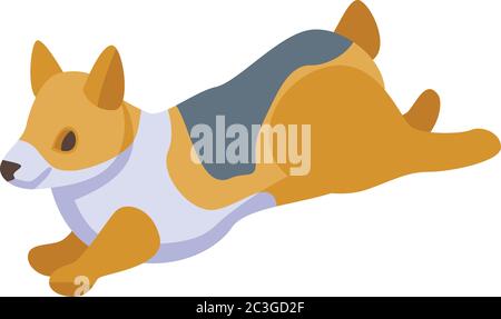 Icona del cane Corgi, stile isometrico Illustrazione Vettoriale