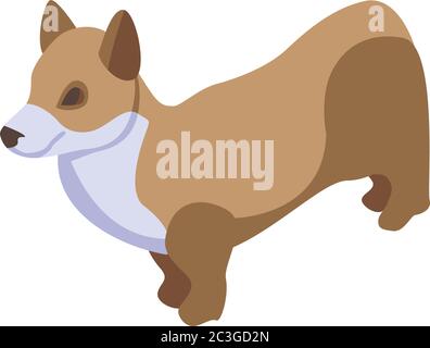Icona del cane domestico dei corgi, stile isometrico Illustrazione Vettoriale
