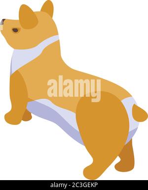 Icona cane corgi PET, stile isometrico Illustrazione Vettoriale