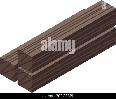 Icona barre colonna legno, stile isometrico Illustrazione Vettoriale