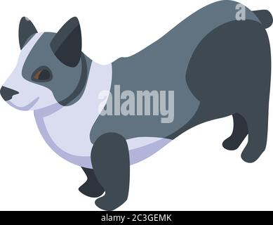 Icona del cane di corgi bianco nero, stile isometrico Illustrazione Vettoriale