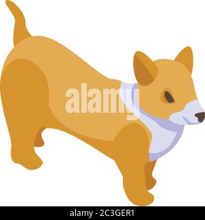 Icona divertente del cane dei corgi, stile isometrico Illustrazione Vettoriale