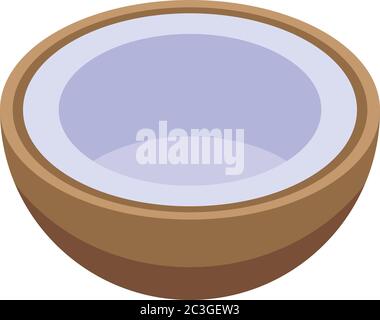 Icona di cocco a metà taglio, stile isometrico Illustrazione Vettoriale